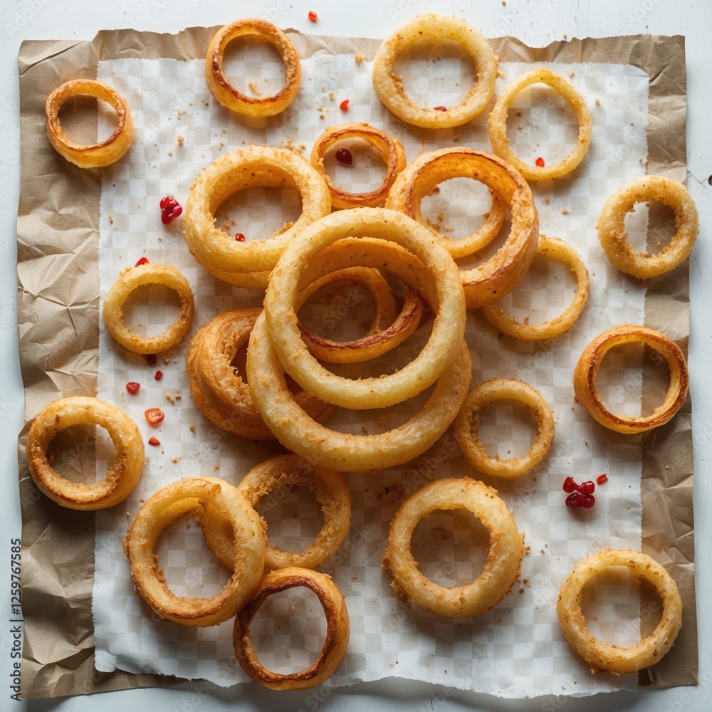Crispy golden onion rings with ketchup - Perfect for snacks and appetizers. Crispy golden onion rings with ketchup - Perfect for snacks and appetizers.