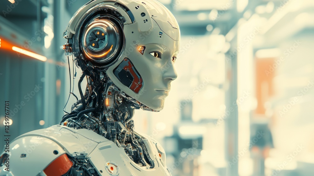 Pensive Robot Looking To The Future Pensive Robot Looking To The Future