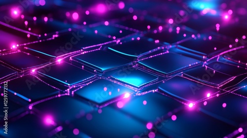 abstract tech patterns, holographic elements, immersive 3D atmosphere, futuristic data concept