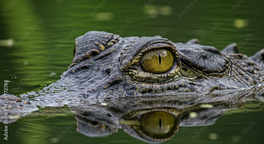 Obraz premium Crocodile Eye Above Water 