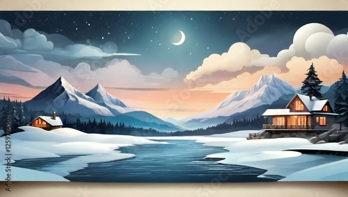 winter landscape with mountains