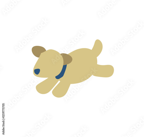 走る茶色いポメラニアンのイラスト