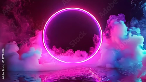 Neon Circle with Smoke