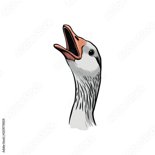 Duck head vector, Duck honking vector art