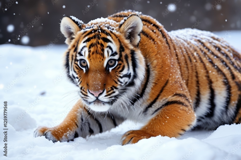 Obraz premium there is a tiger that is laying down in the snow