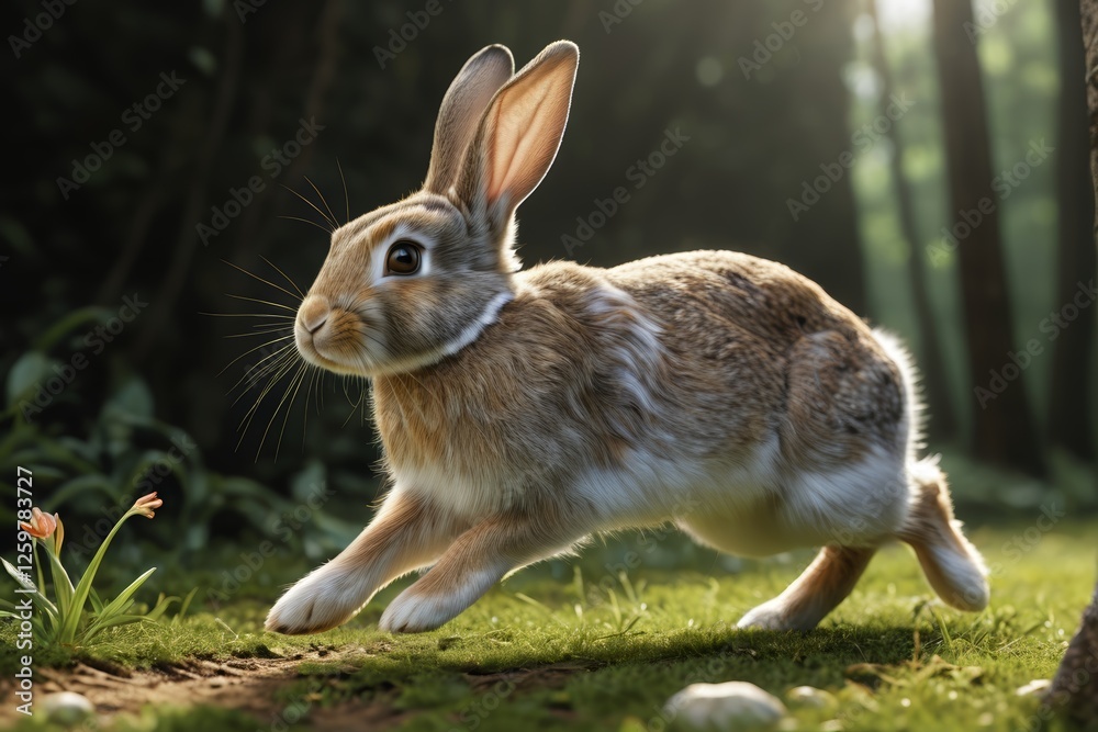 Fototapeta premium there is a rabbit that is running in the grass