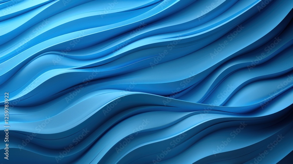 Obraz premium Abstract Blue Wave Pattern: A Serene Digital Art