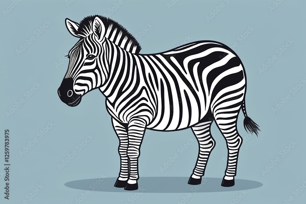 Obraz premium zebra standing in front of a blue background with a black and white stripe