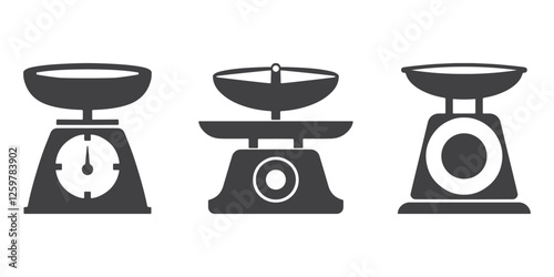 Professional Kitchen Scale Icons Silhouette Vector Illustration