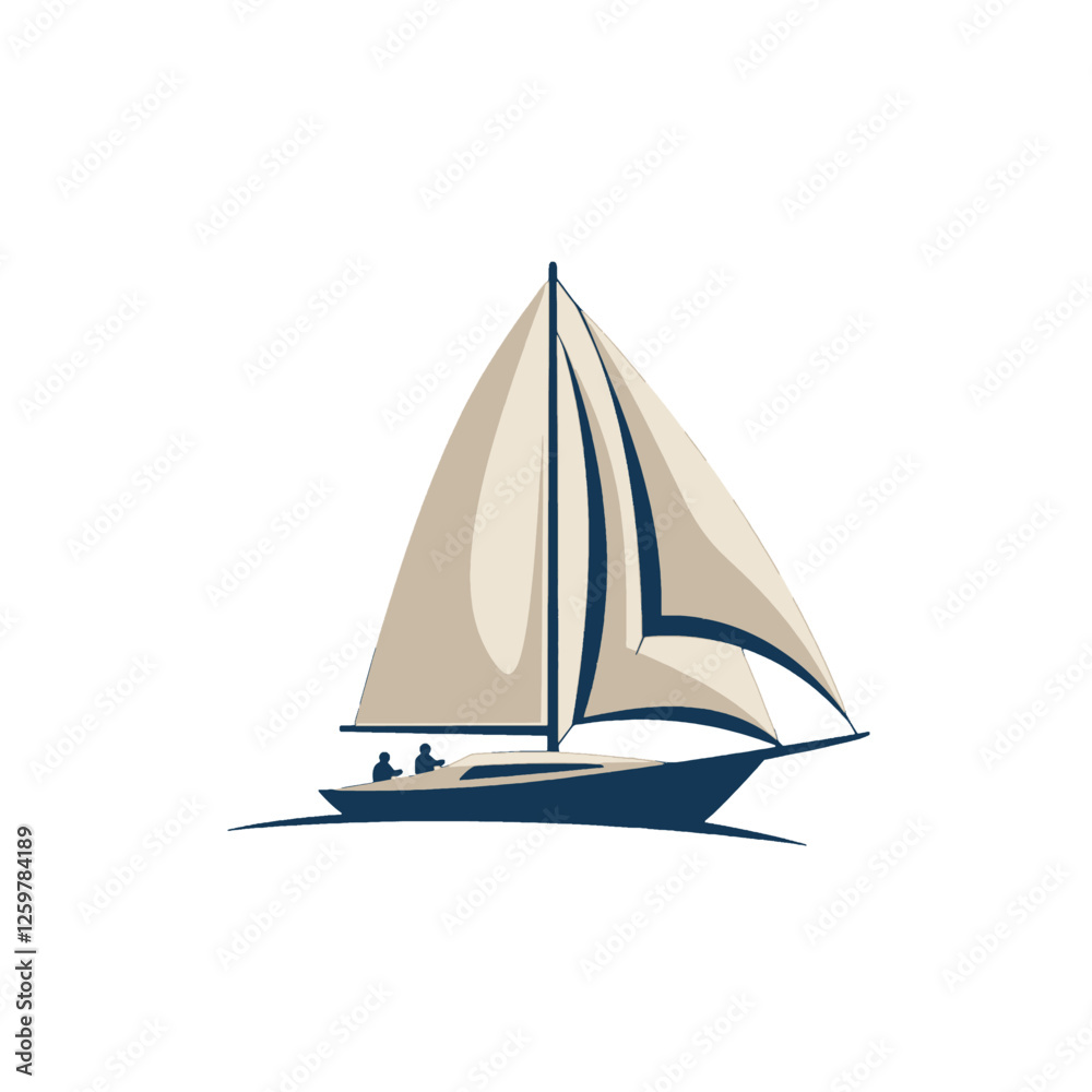 Fototapeta premium Sailboat Illustration with Minimalist Design and Nautical Theme