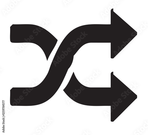Black shuffle vector icon.