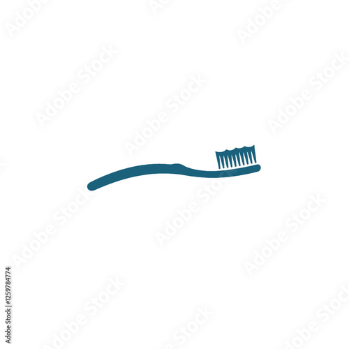 Silhouette of a Toothbrush Isolated on a White Background