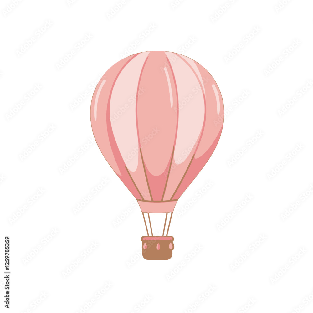 Naklejka premium Illustrated Pink Hot Air Balloon Representation on White Background