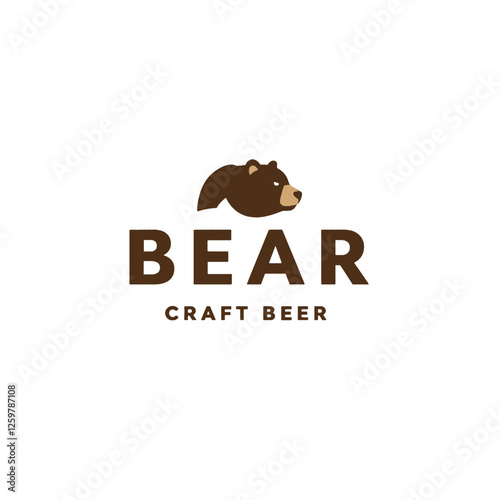 Bear Craft Beer Logo Featuring a Simple and Modern Animal-Themed Design