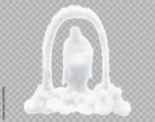 Vector image of clouds in the form of a person sitting on a cloud. Soft lines and delicate colors create a calming and creative look, perfect for relaxing and dreamy designs.