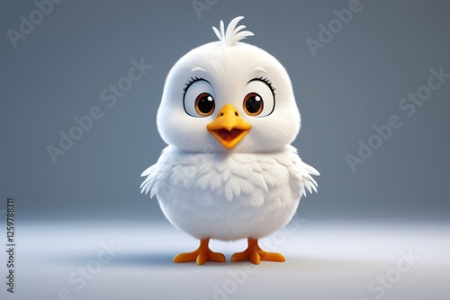 arafed white bird with big eyes and a yellow beak