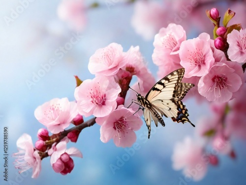 pink cherry blossom on branch