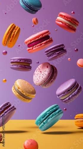 Wallpaper Mural Series of colorful macarons floating in the air. Torontodigital.ca