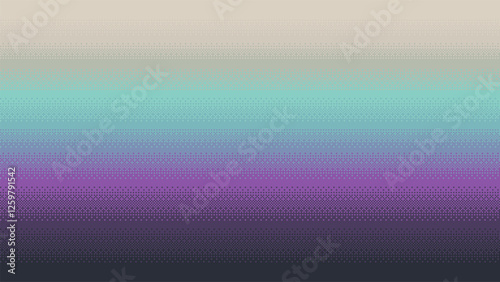 Colorful seamless background in pixel art style. 8 bit purple, light blue, gray and black dithering backdrop. Vector illustration. Seamless when docking horizontally.