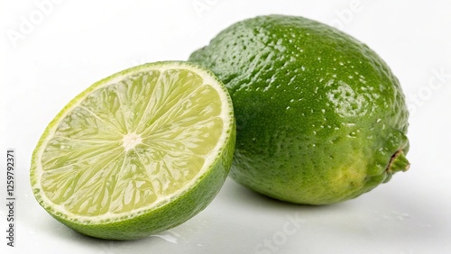fresh lime on white background
