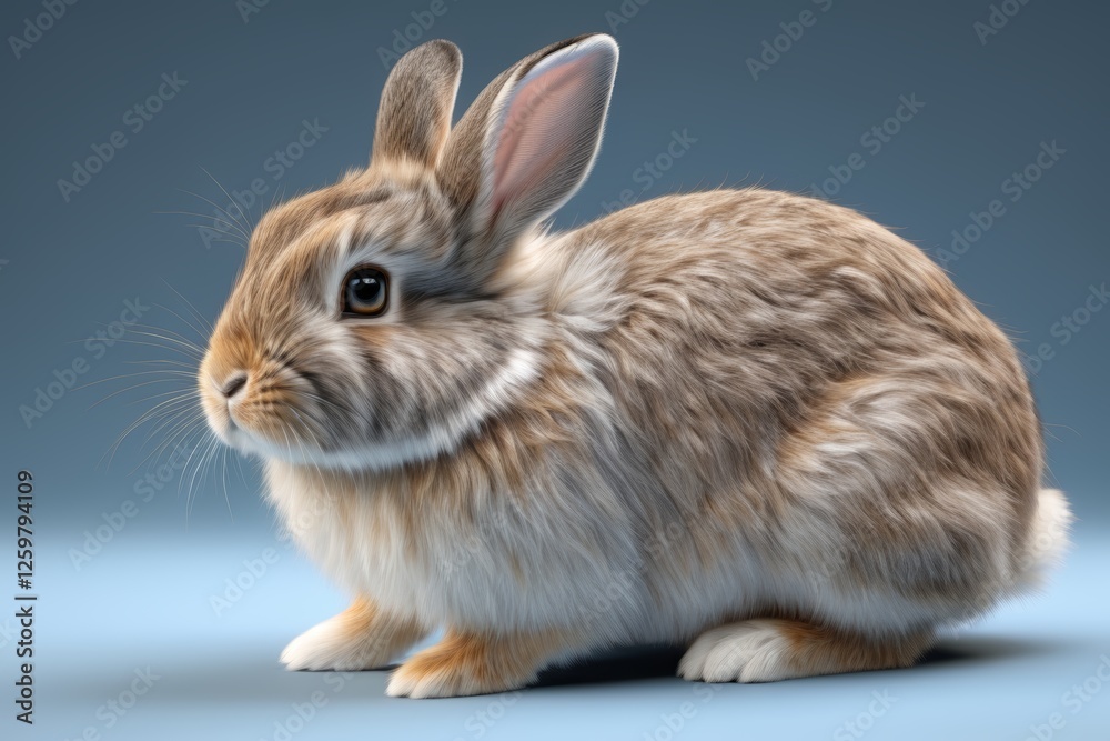 there is a small rabbit that is sitting on a blue surface there is a small rabbit that is sitting on a blue surface