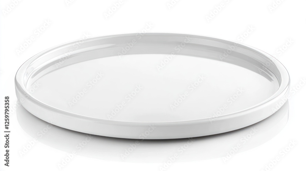 White round plate studio shot, isolated on white background, food presentation White round plate studio shot, isolated on white background, food presentation