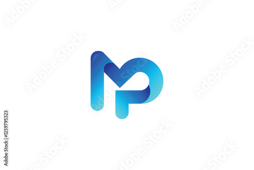 Monogram Letter MP  Modern Initial Logo Design ,linked circle uppercase monogram logo