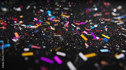 Wallpaper Mural Colorful Confetti Falling Against Black Background Creating a Festive Atmosphere Torontodigital.ca