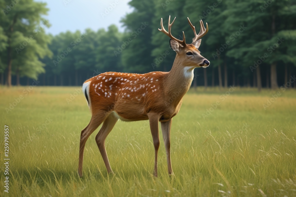 Fototapeta premium there is a deer that is standing in the grass in the field