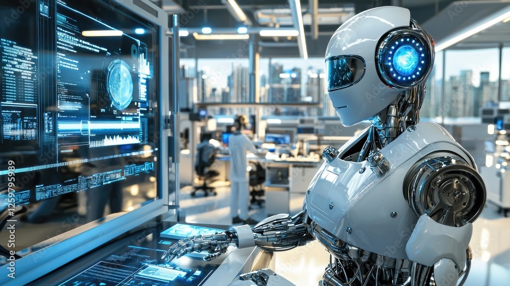 Fototapeta premium Advanced Robotic Technology in a Futuristic Laboratory Setting