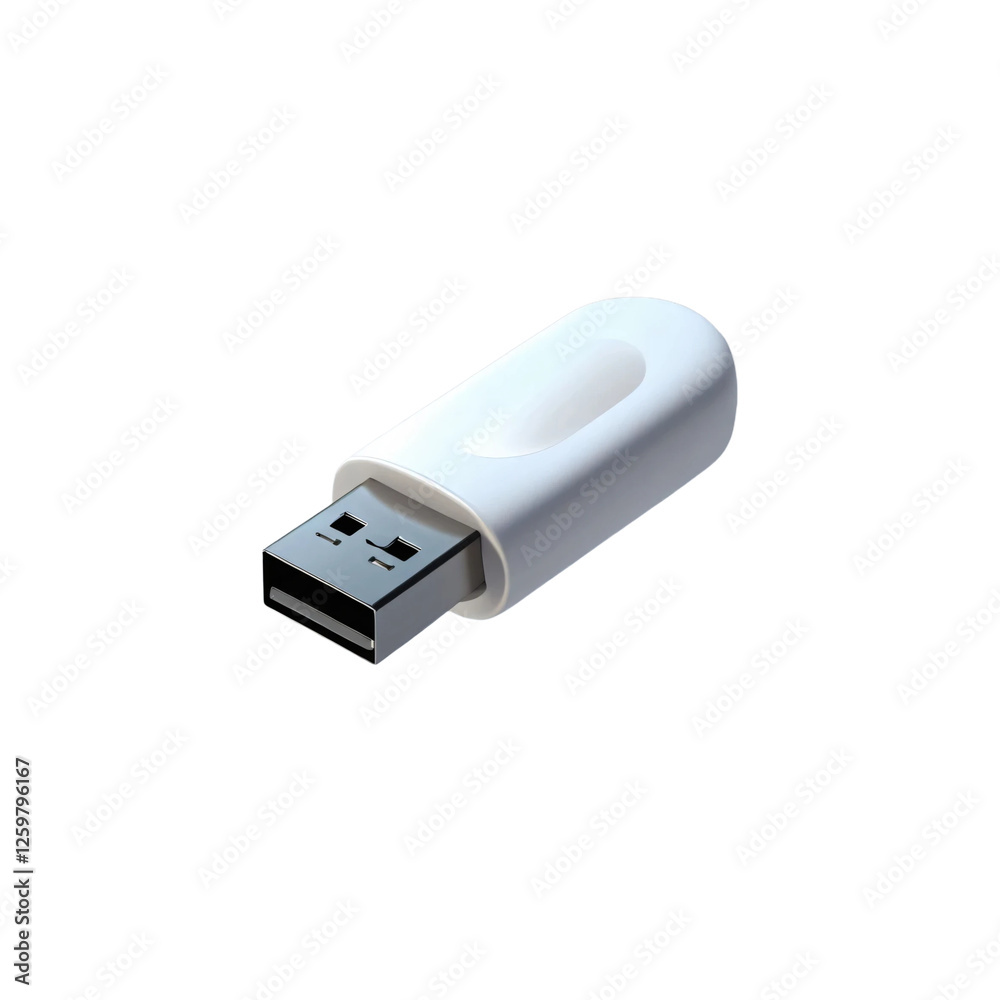 White USB memory stick isolated on transparent background White USB memory stick isolated on transparent background