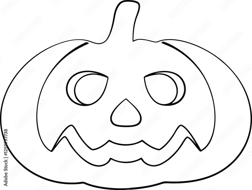 Simple Line Drawing Halloween Pumpkin Jackolantern Outline Design Simple Line Drawing Halloween Pumpkin Jackolantern Outline Design