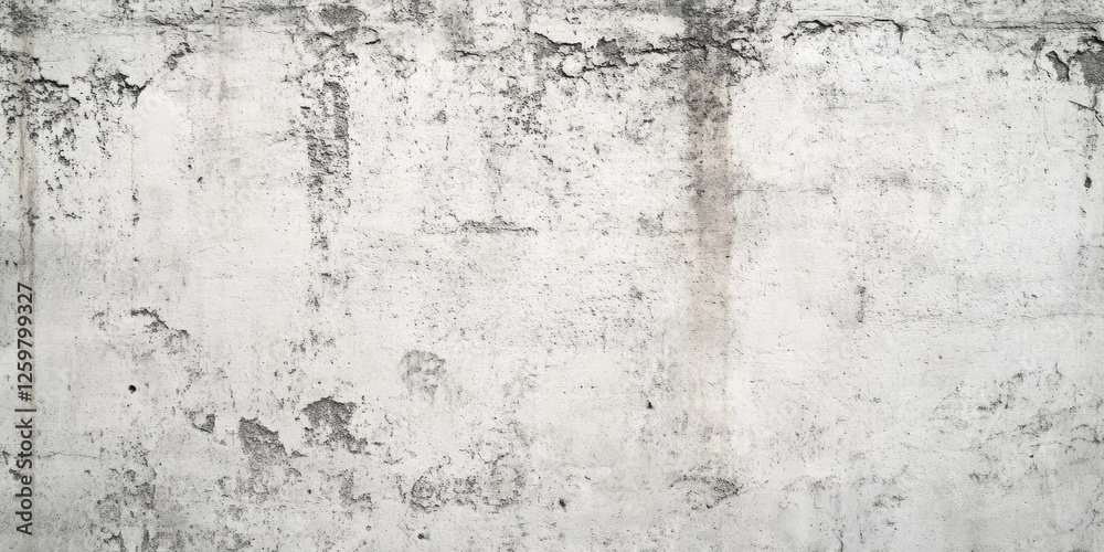 Obraz premium Textured concrete wall with faded gray and white tones, featuring uneven surfaces and cracks, creating a rustic and weathered appearance.