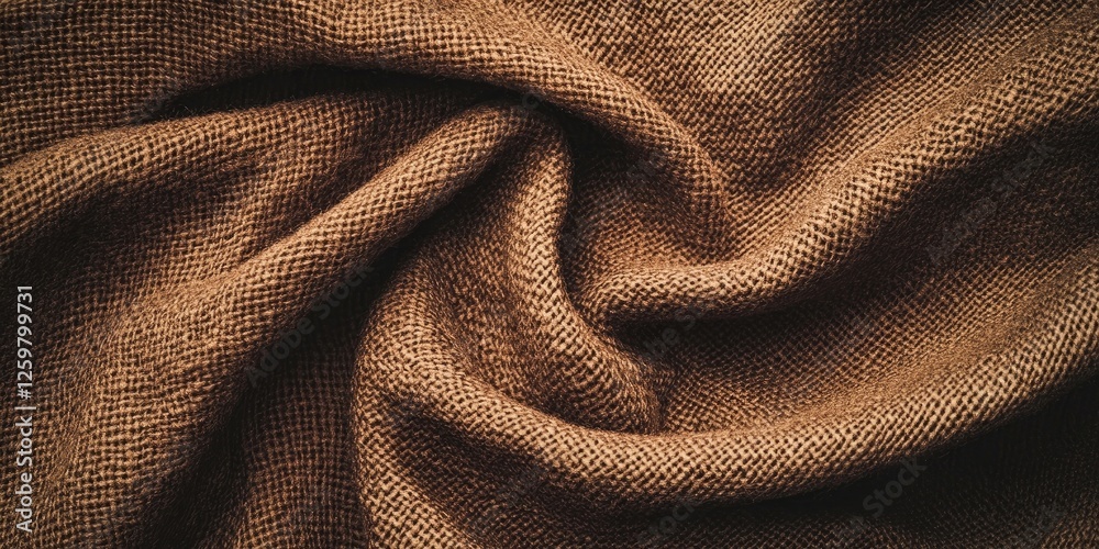 Textured brown fabric background with a soft, wrinkled appearance ideal for creative projects showcasing depth and warmth, centered in the frame.