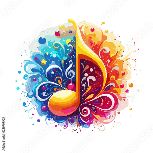Vibrant Musical Note Vector