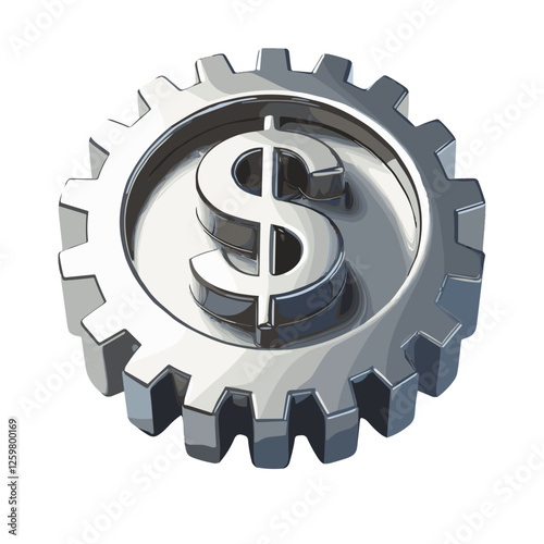 Chrome Dollar Gear Vector
