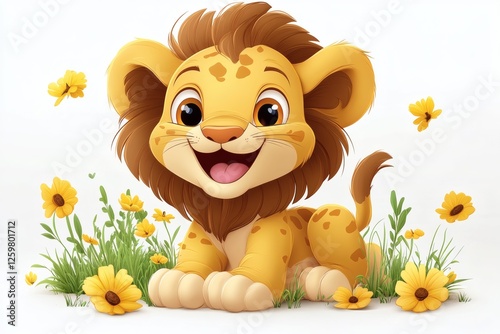Lion Cub in Daisies