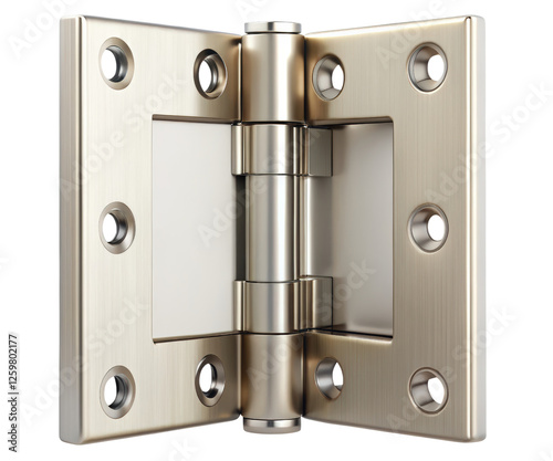 Close-up of a metal hinge on a transparent background