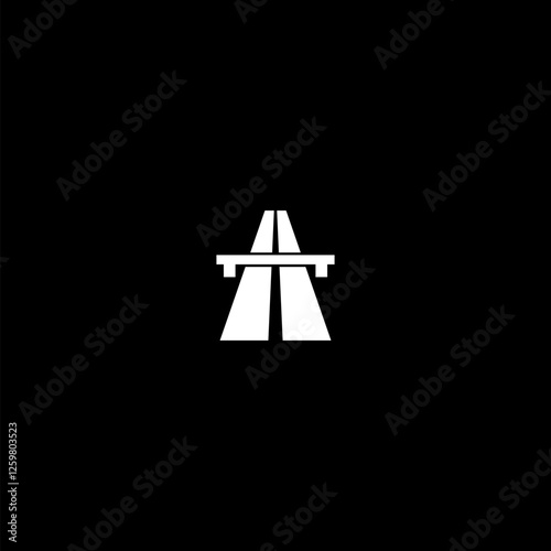 Highway road sign icon isolated on dark background