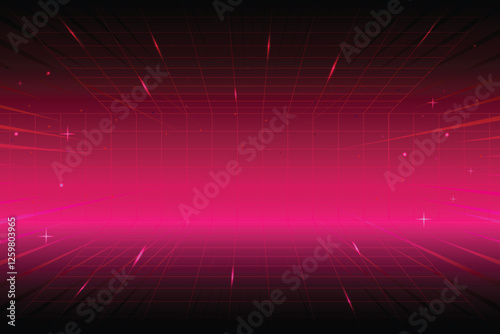 Pixel art background.8 bit game. retro game. for game assets in vector illustrations. Retro Futurism Sci-Fi Background. glowing neon grid. and stars from vintage arcade comp