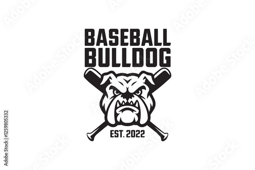 Baseball Bulldog with Crossed Bats vector