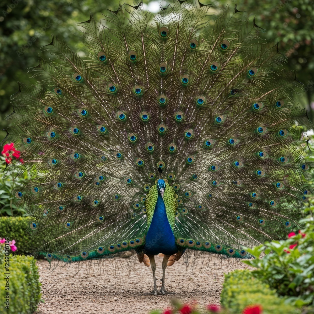 Obraz premium Peacock with Open Feathers 