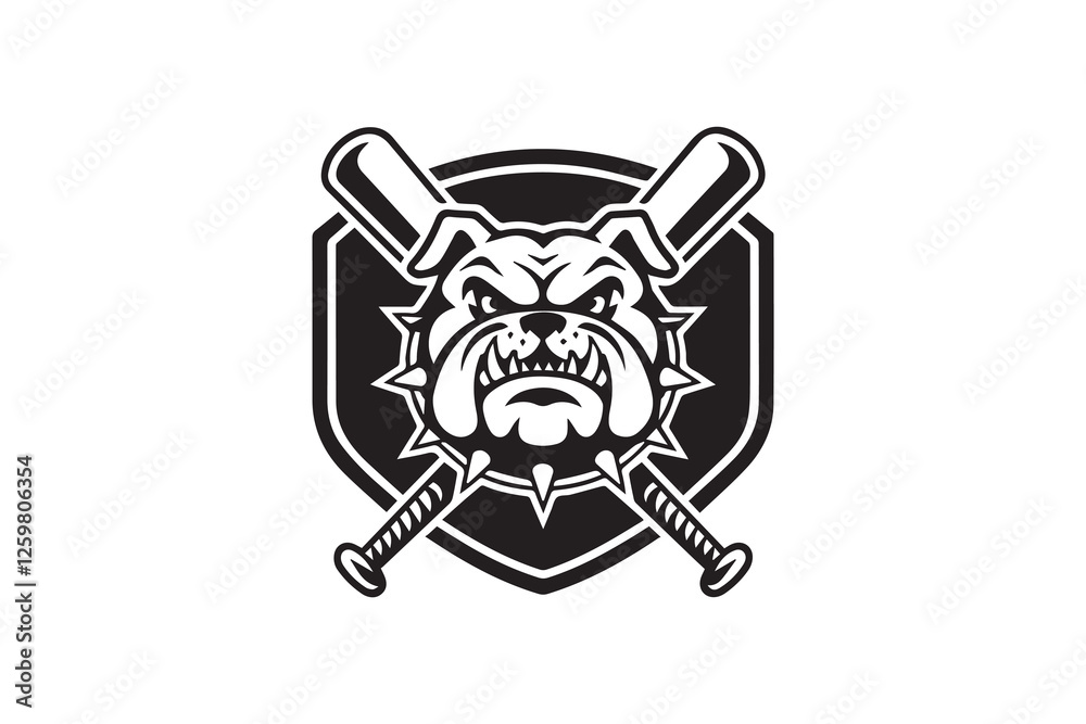 Fototapeta premium Baseball Bulldog with Crossed Bats vector