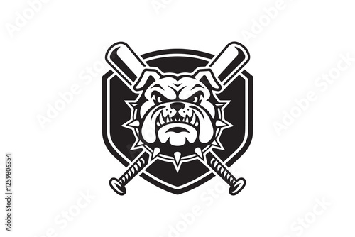 Baseball Bulldog with Crossed Bats vector