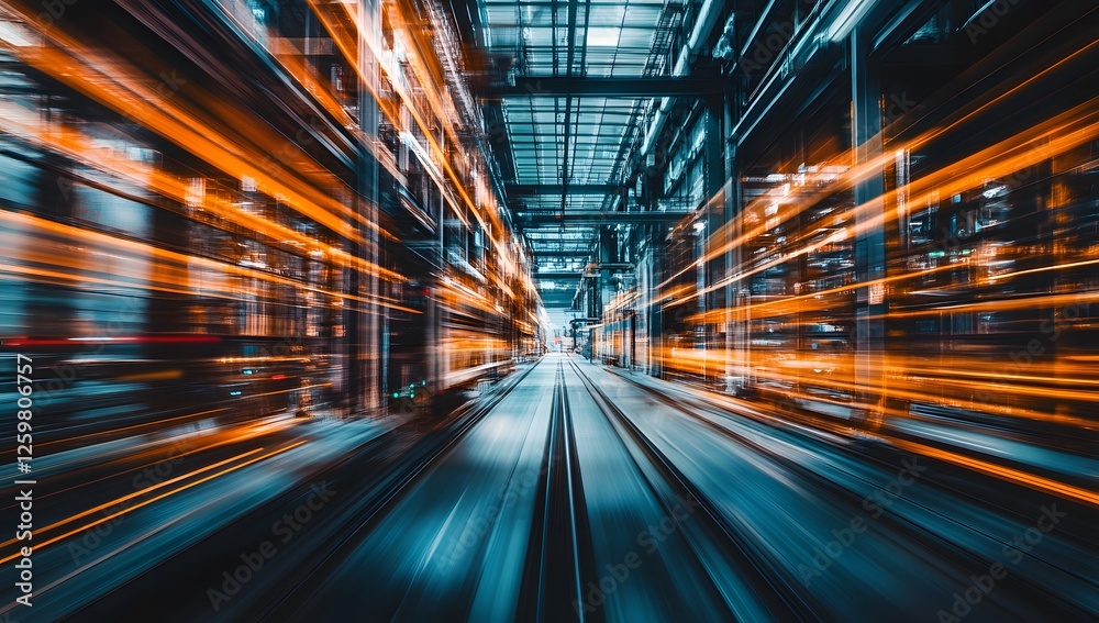 Fototapeta premium Industrial factory interior motion blur