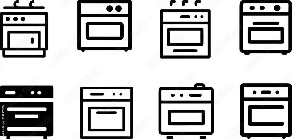 Microwave Outline - Coloring Book Page Line Art Set Illustration Microwave Outline - Coloring Book Page Line Art Set Illustration
