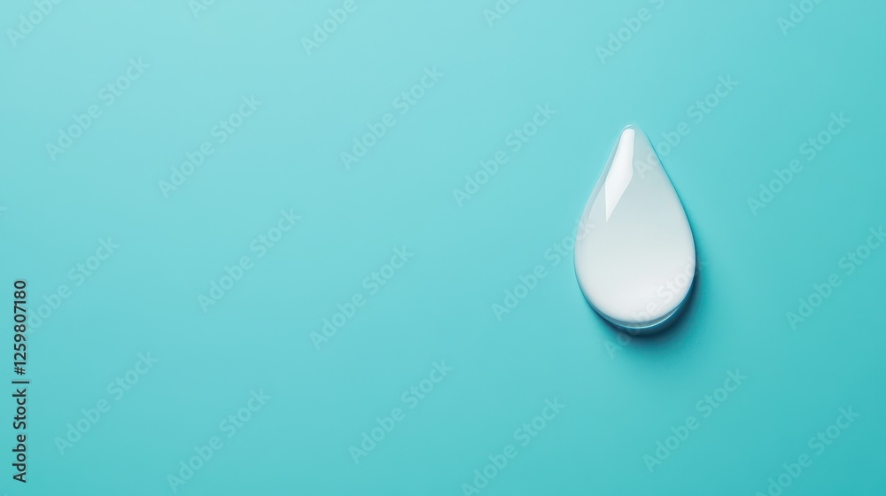 A close-up of a white water droplet on a turquoise background, showcasing simplicity and elegance in design. A close-up of a white water droplet on a turquoise background, showcasing simplicity and elegance in design.