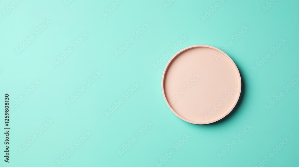 A pastel pink plate placed against a minimalist turquoise background, perfect for modern dining and artistic presentations. A pastel pink plate placed against a minimalist turquoise background, perfect for modern dining and artistic presentations.