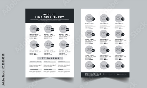 Product Line Sheet Template, Wholesale Template, Product Catalog Layout with 2 page design template