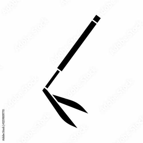 Weeding Hoe Garden Tool Silhouette Icon Design. Gardening Landscape Equipment Tool Icon